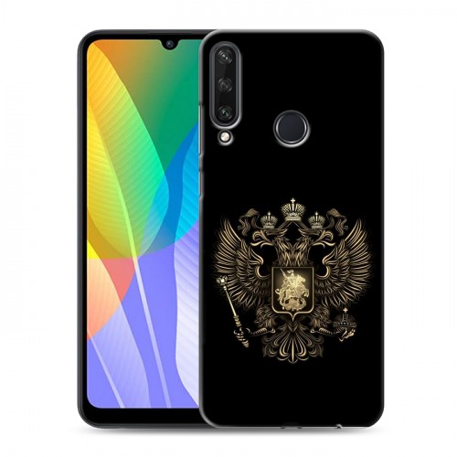 Дизайнерский пластиковый чехол для Huawei Y6p герб России золотой