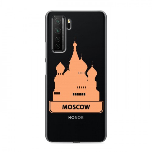 Полупрозрачный дизайнерский силиконовый с усиленными углами чехол для Huawei Honor 30S Прозрачные города России