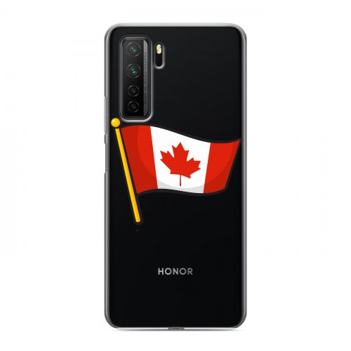 Полупрозрачный дизайнерский силиконовый с усиленными углами чехол для Huawei Honor 30S Флаг Канады