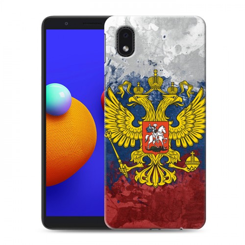 Дизайнерский пластиковый чехол для Samsung Galaxy A01 Core Российский флаг и герб