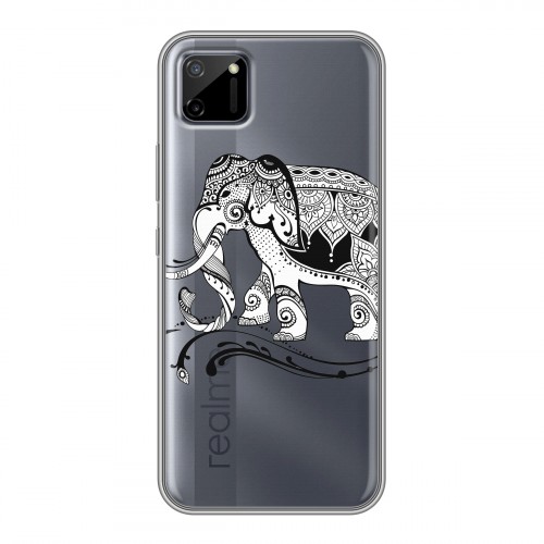 Полупрозрачный дизайнерский пластиковый чехол для Realme C11 Ацтекский арт