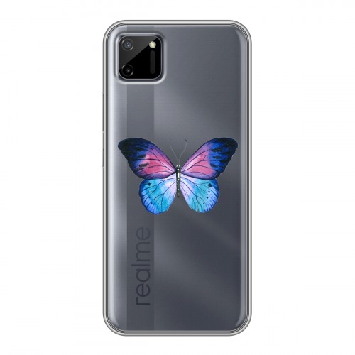 Полупрозрачный дизайнерский пластиковый чехол для Realme C11 прозрачные Бабочки 