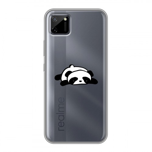 Полупрозрачный дизайнерский силиконовый чехол для Realme C11 Прозрачные панды - смайлики