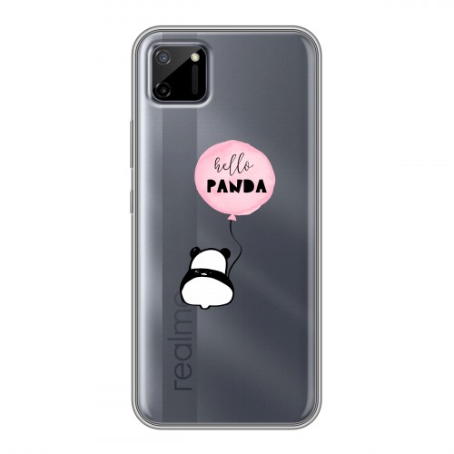 Полупрозрачный дизайнерский пластиковый чехол для Realme C11 Прозрачные панды - смайлики