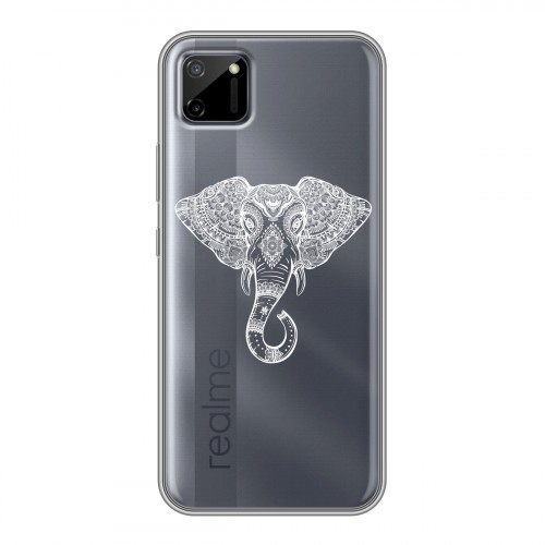 Полупрозрачный дизайнерский силиконовый чехол для Realme C11 Прозрачные слоны