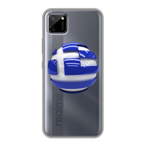Полупрозрачный дизайнерский пластиковый чехол для Realme C11 флаг греции