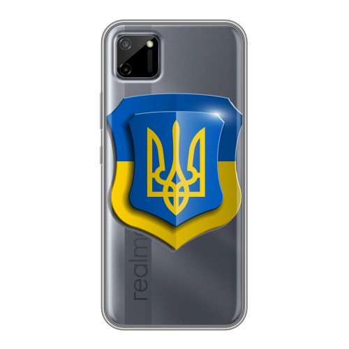 Полупрозрачный дизайнерский пластиковый чехол для Realme C11 Флаг Украины