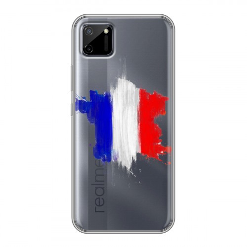 Полупрозрачный дизайнерский силиконовый чехол для Realme C11 Флаг Франции