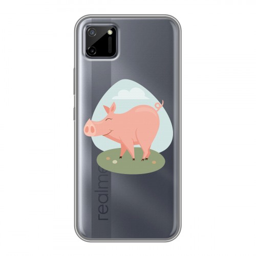 Полупрозрачный дизайнерский пластиковый чехол для Realme C11 Прозрачные свинки