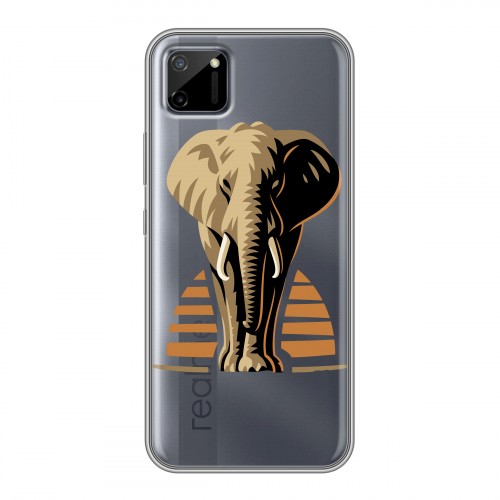 Полупрозрачный дизайнерский пластиковый чехол для Realme C11 Прозрачные слоны