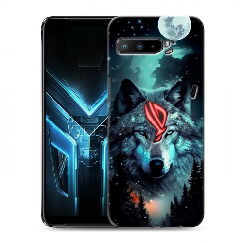 Дизайнерский силиконовый с усиленными углами чехол для ASUS ROG Phone 3 Волк и луна