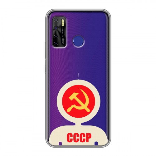 Полупрозрачный дизайнерский силиконовый чехол для Tecno Camon 15 Флаг СССР