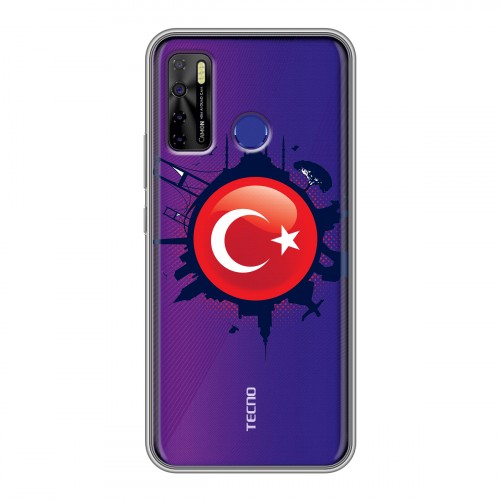 Полупрозрачный дизайнерский силиконовый чехол для Tecno Camon 15 Флаг Турции