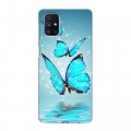 Дизайнерский силиконовый с усиленными углами чехол для Samsung Galaxy M51 Бабочки голубые