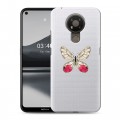 Полупрозрачный дизайнерский пластиковый чехол для Nokia 3.4 прозрачные Бабочки 