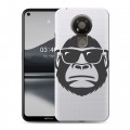 Полупрозрачный дизайнерский пластиковый чехол для Nokia 3.4 Прозрачные обезьяны