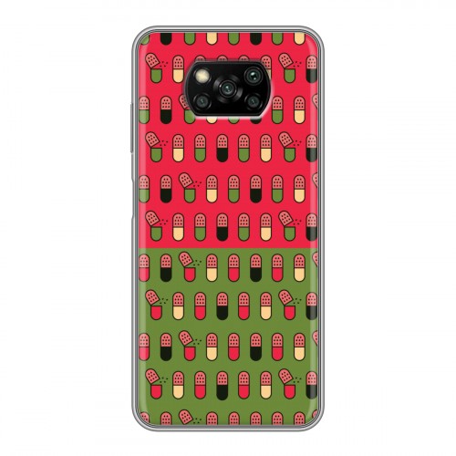 Дизайнерский силиконовый с усиленными углами чехол для Xiaomi Poco X3 Разноцветные таблетки