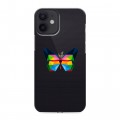 Полупрозрачный дизайнерский пластиковый чехол для Iphone 12 Mini прозрачные Бабочки 