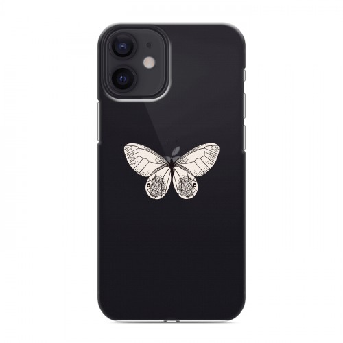 Полупрозрачный дизайнерский силиконовый с усиленными углами чехол для Iphone 12 Mini прозрачные Бабочки 