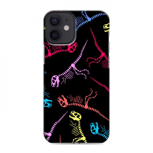Дизайнерский силиконовый с усиленными углами чехол для Iphone 12 Mini Узоры динозавров