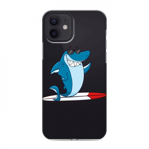 Полупрозрачный дизайнерский силиконовый чехол для Iphone 12 Прозрачные акулы