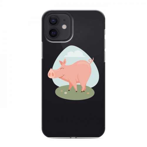 Полупрозрачный дизайнерский силиконовый чехол для Iphone 12 Прозрачные свинки