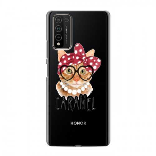 Полупрозрачный дизайнерский пластиковый чехол для Huawei Honor 10X Lite Прозрачные кошки
