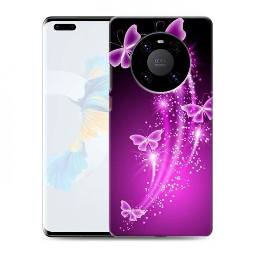 Дизайнерский пластиковый чехол для Huawei Mate 40 Pro Бабочки фиолетовые