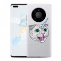 Полупрозрачный дизайнерский пластиковый чехол для Huawei Mate 40 Pro Прозрачные кошки