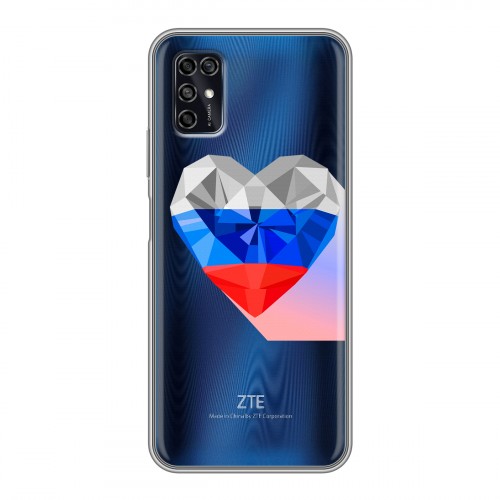 Полупрозрачный дизайнерский силиконовый чехол для ZTE Blade V2020 Smart Российский флаг