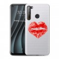 Полупрозрачный дизайнерский пластиковый чехол для HTC Desire 20 Pro Прозрачные поцелуи