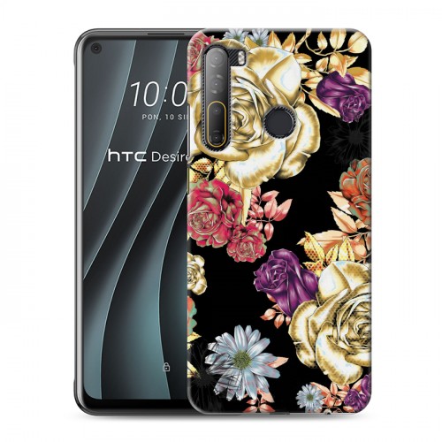 Дизайнерский силиконовый чехол для HTC Desire 20 Pro Цветочный арт-деко