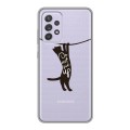 Полупрозрачный дизайнерский силиконовый чехол для Samsung Galaxy A52 Прозрачные кошки