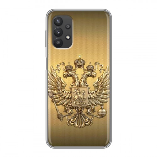 Дизайнерский силиконовый чехол для Samsung Galaxy A32 Флаг и герб России