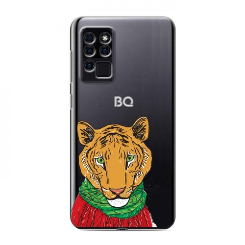 Полупрозрачный дизайнерский силиконовый чехол для BQ 6430L Aurora Прозрачные тигры