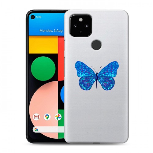 Полупрозрачный дизайнерский силиконовый с усиленными углами чехол для Google Pixel 4a 5G прозрачные Бабочки 