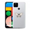 Полупрозрачный дизайнерский силиконовый чехол для Google Pixel 4a 5G прозрачные Бабочки 