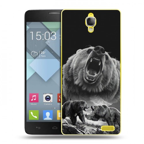 Дизайнерский пластиковый чехол для Alcatel One Touch Idol X Схватка медведей