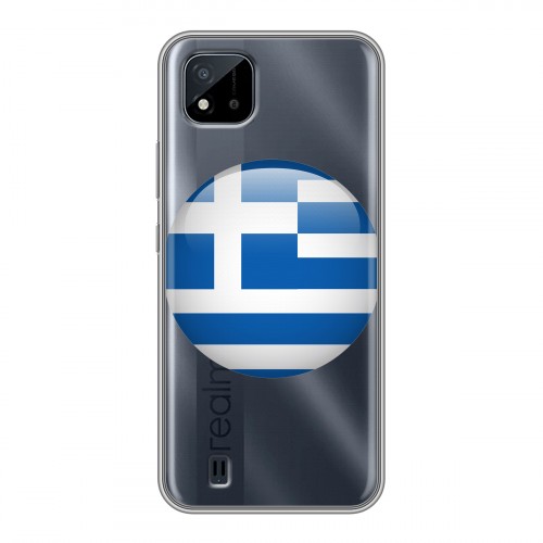 Полупрозрачный дизайнерский пластиковый чехол для Realme C20 флаг греции