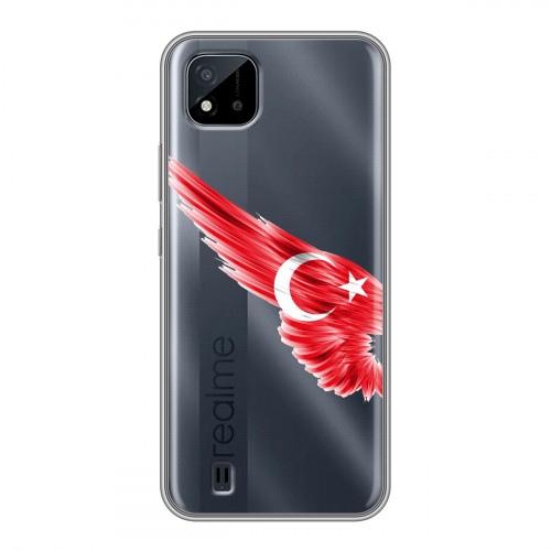 Полупрозрачный дизайнерский силиконовый чехол для Realme C20 Флаг Турции