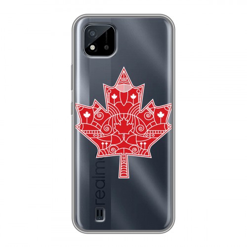 Полупрозрачный дизайнерский пластиковый чехол для Realme C20 Флаг Канады