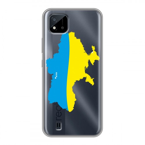 Полупрозрачный дизайнерский силиконовый с усиленными углами чехол для Realme C20 Флаг Украины