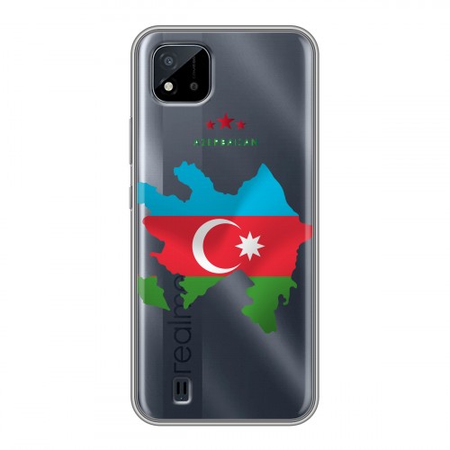 Полупрозрачный дизайнерский силиконовый чехол для Realme C20 Флаг Азербайджана