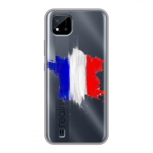 Полупрозрачный дизайнерский силиконовый с усиленными углами чехол для Realme C20 Флаг Франции