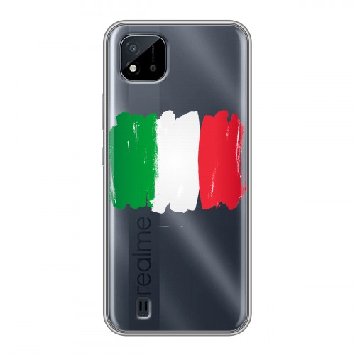 Полупрозрачный дизайнерский силиконовый чехол для Realme C20 Флаг Италии