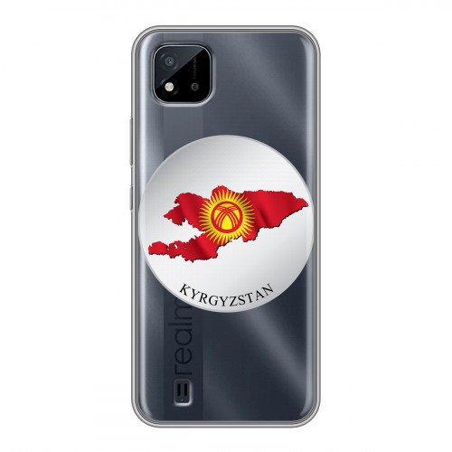 Полупрозрачный дизайнерский пластиковый чехол для Realme C20 флаг Киргизии
