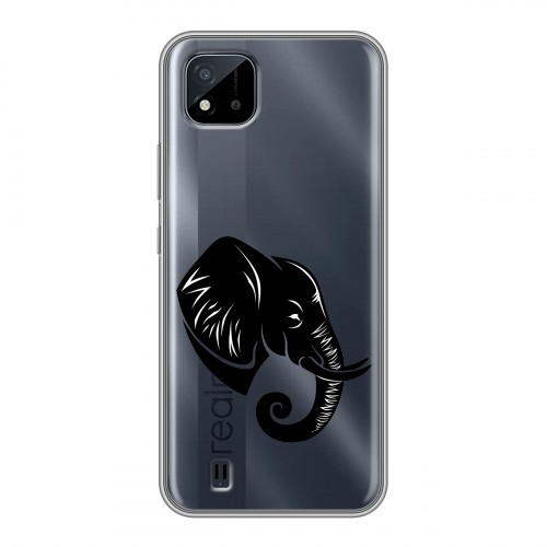 Полупрозрачный дизайнерский силиконовый чехол для Realme C20 Прозрачные слоны