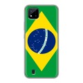 Дизайнерский силиконовый с усиленными углами чехол для Realme C20 Флаг Бразилии