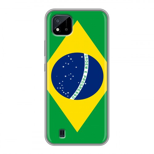 Дизайнерский силиконовый с усиленными углами чехол для Realme C20 Флаг Бразилии
