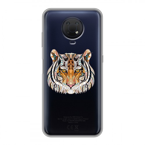 Полупрозрачный дизайнерский силиконовый чехол для Nokia G10 Прозрачные тигры